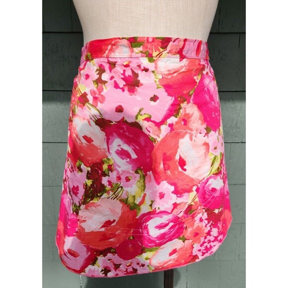 Hats with Heart 100% Cotton Red Pink Floral Apron Made is USA - Picture 1 of 6